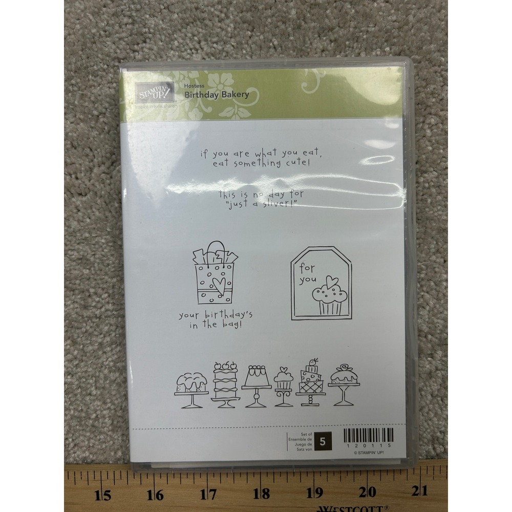 Stampin Up Birthday Bakery 120115 Clear Mount Rubber Stamp Set Hostess Cake